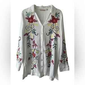 Soft Surroundings Women’s Escambia Embroidered Gauze Tunic Shirt